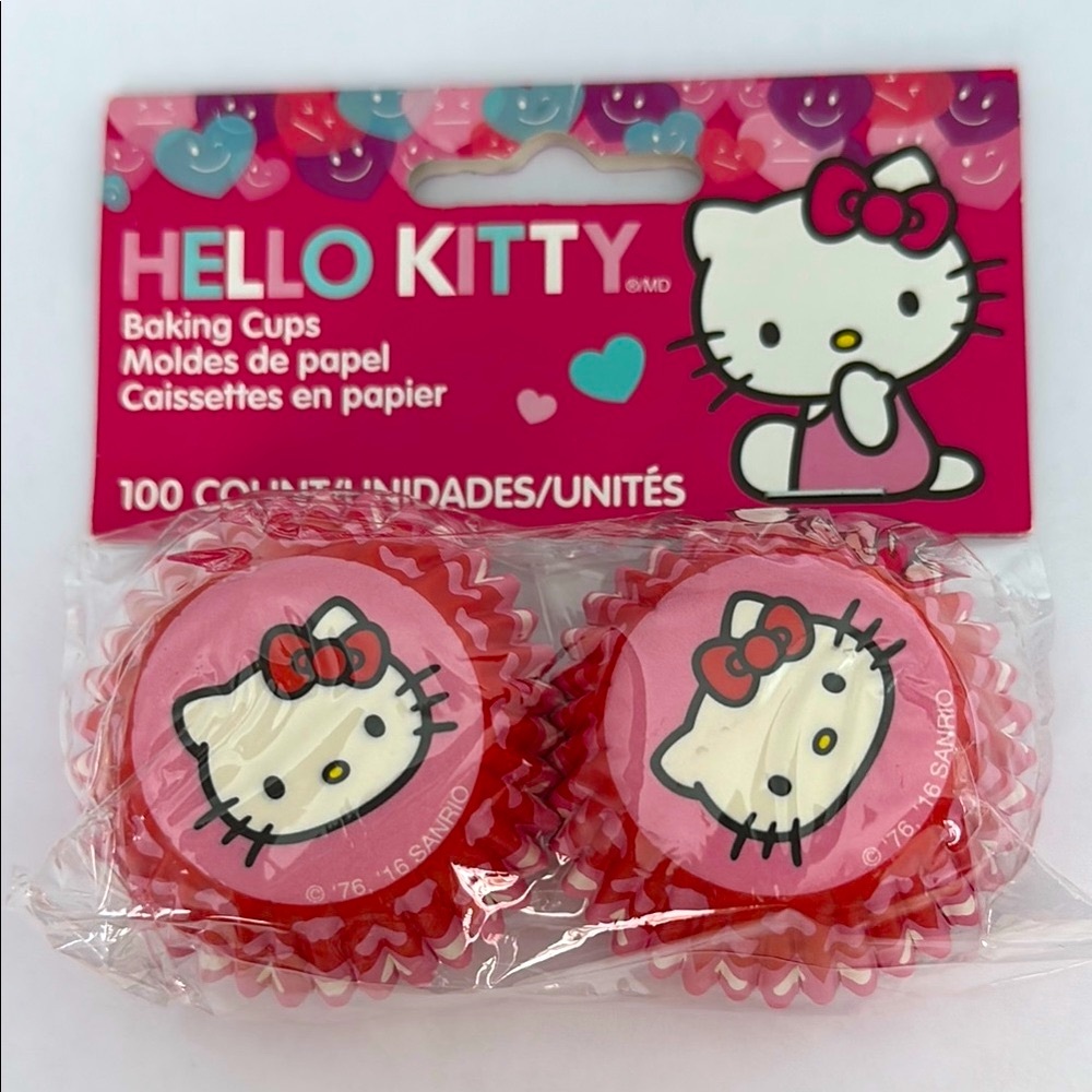 Hello Kitty Mini Baking Cups - Pink and Red with Hearts- 100 count